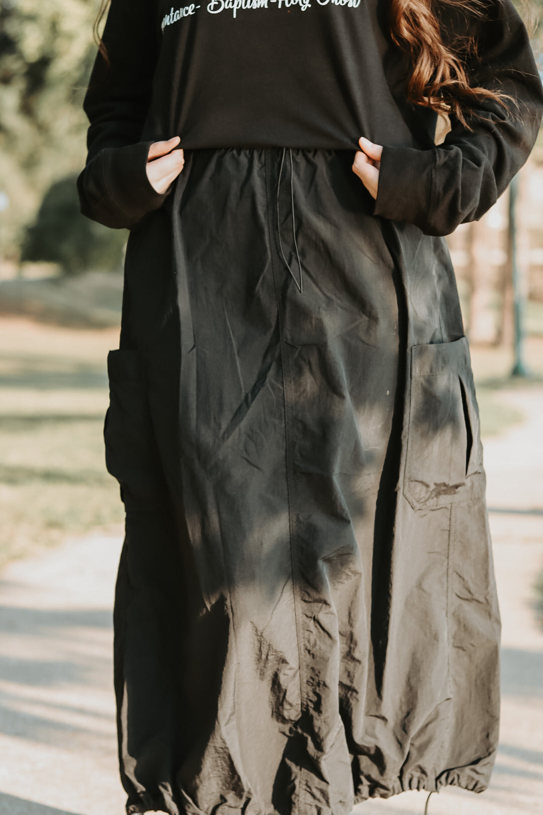 Black Parachute Cargo Skirt