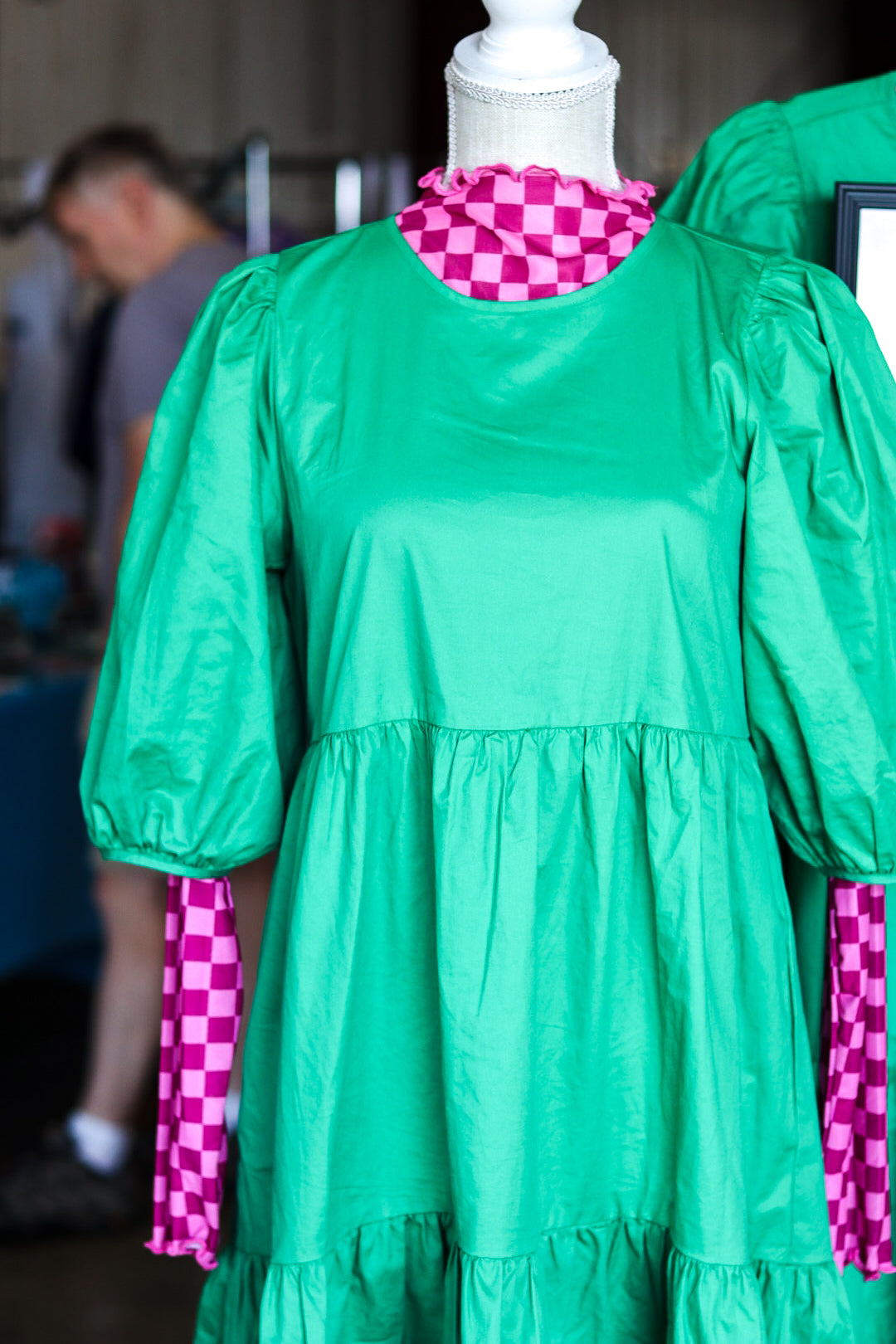 Curvy Pink Checkered Mesh Top