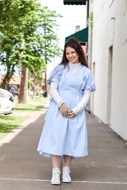 The BOW-Peep Dress in Blue