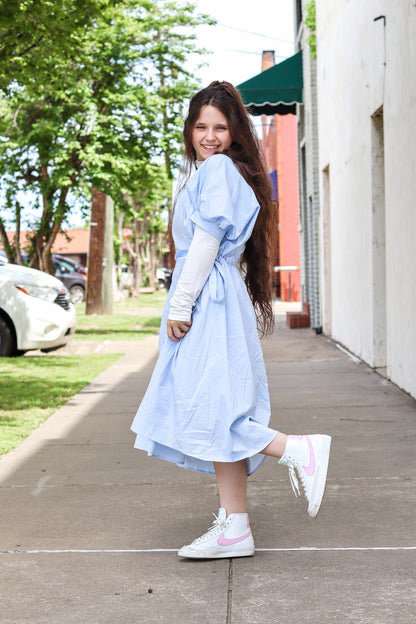 The BOW-Peep Dress in Blue