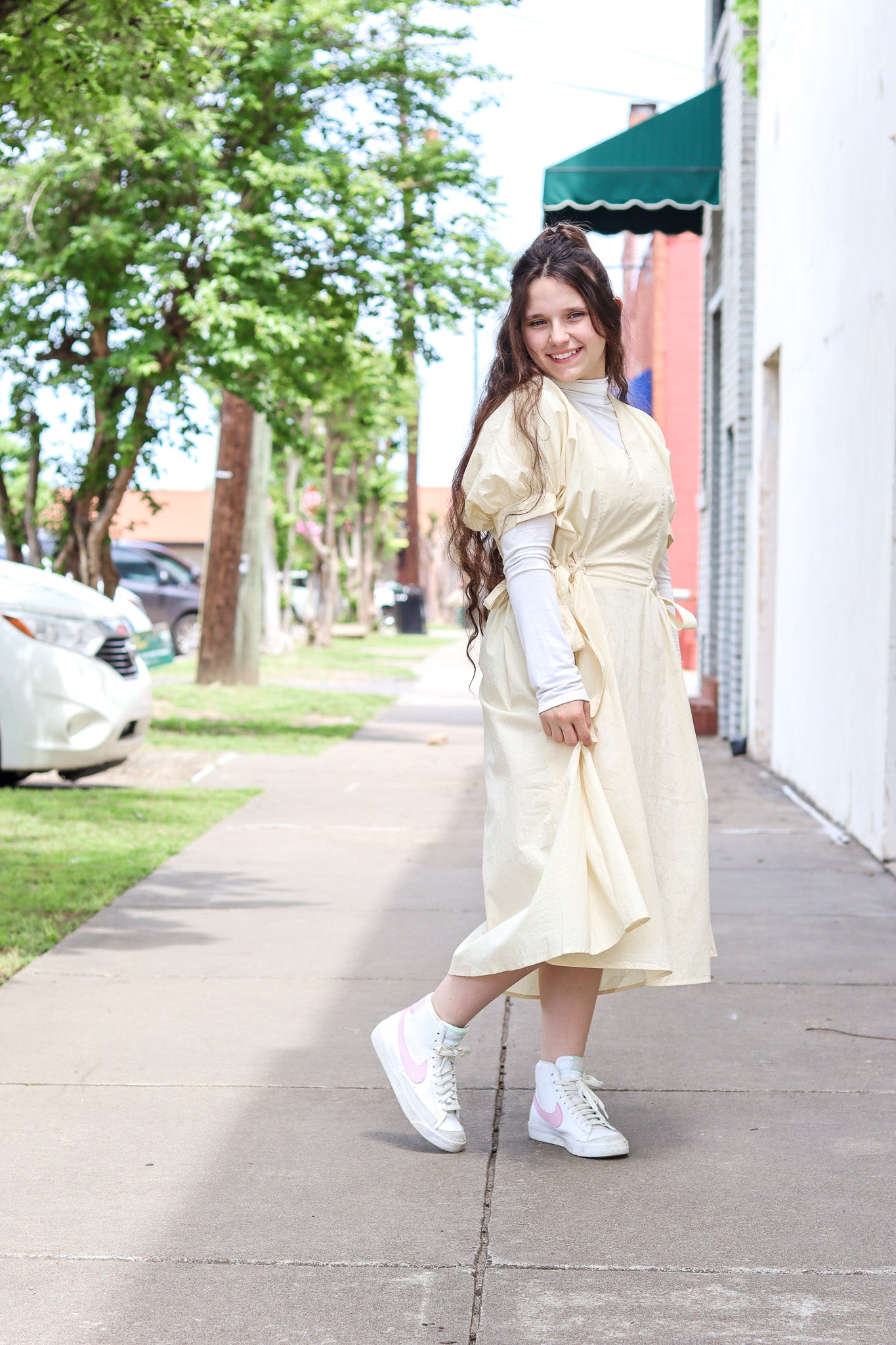 The BOW-Peep Dress in Yellow