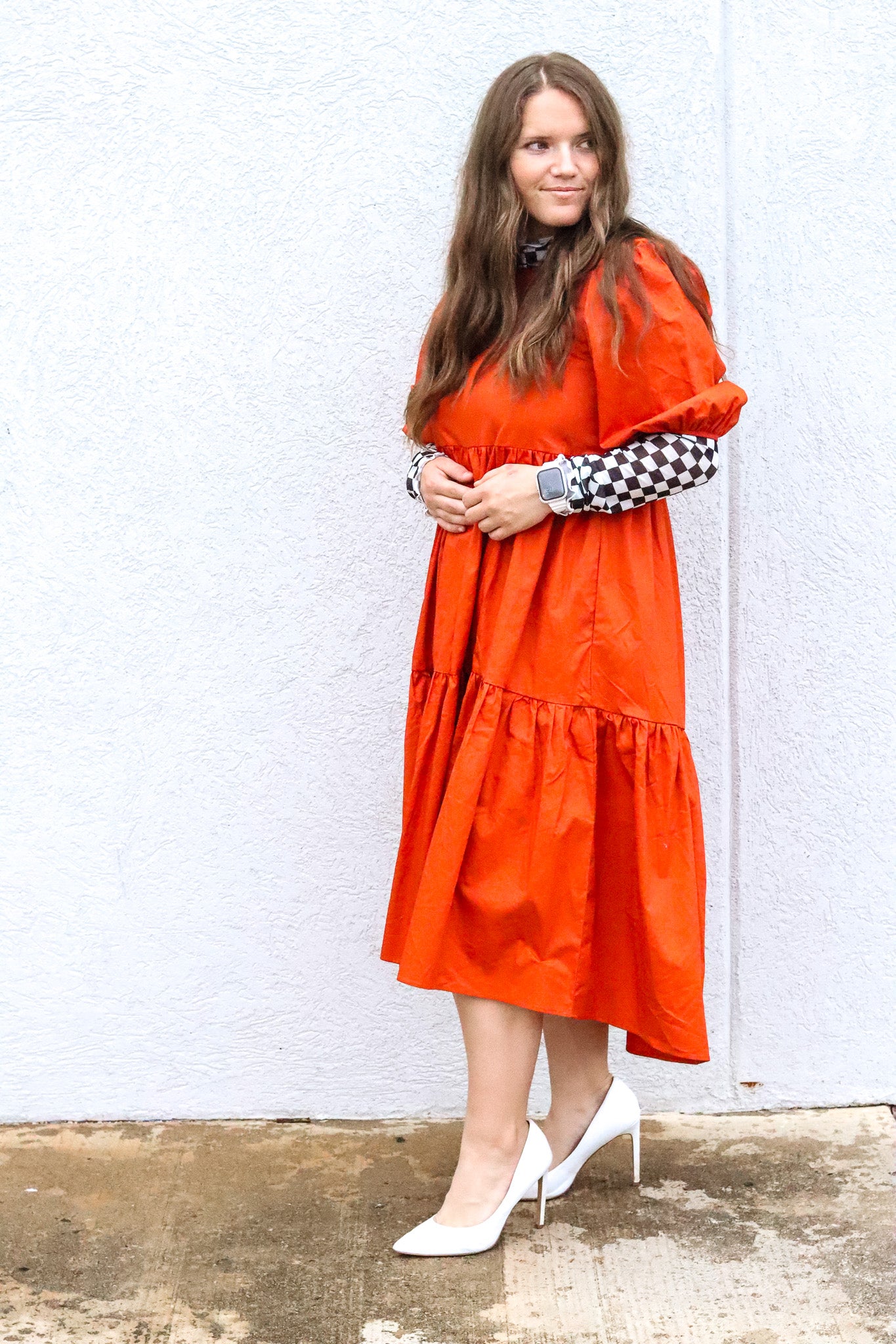 Caught Crushing in Orange Dress